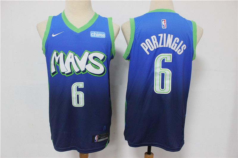 Men Dallas Mavericks 6 Porzingis Blue City Edition Game Nike NBA Jerseys